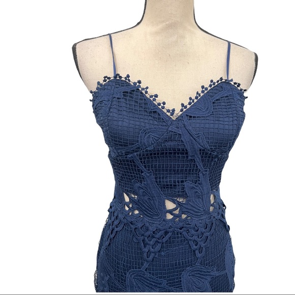ALK GLAMOUR Crochet Sleeveless Dress.. Blue.. size Small 4/6 - Picture 2 of 7